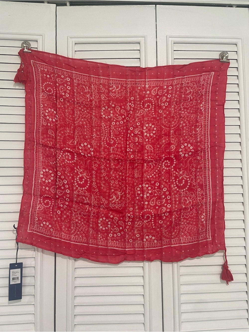 Rebecca Minkoff Red Printed Lightweight Scarf Wrap